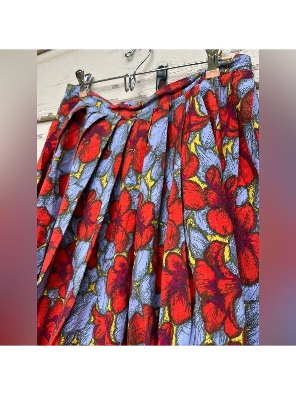 H&M Cotton Floral Skater Full Pleated 50s Style Retro Rockabilly Skirt 12 - Picture 7 of 10